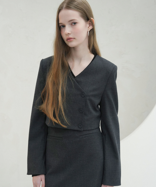 Y-neck Crop Jacket - 3COL