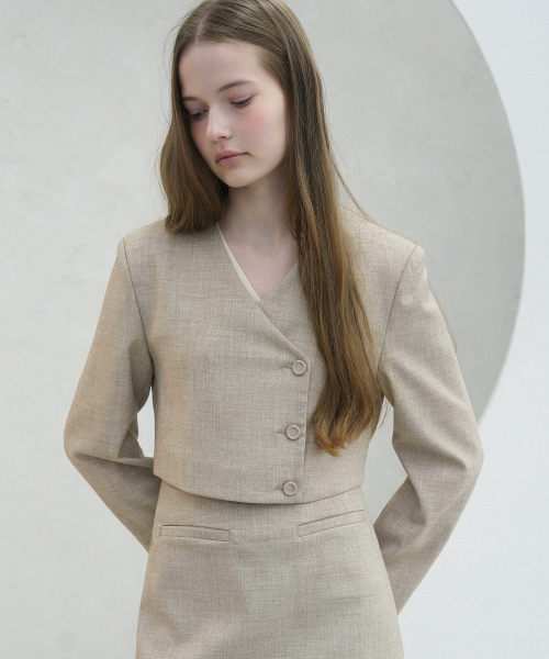 Y-neck Crop Jacket - 3COL
