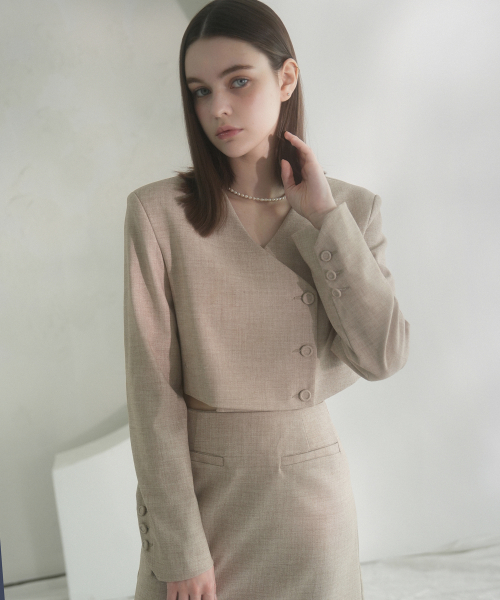 Y-neck Crop Jacket - 3COL