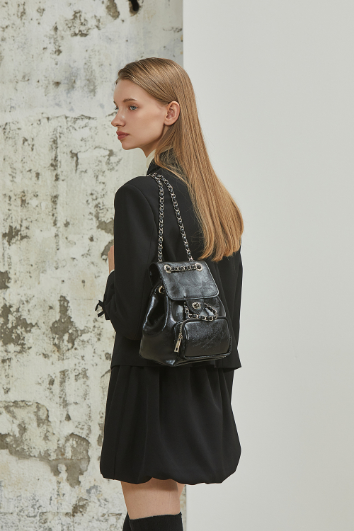 RIBBON POINT SHORT JACKET_BLACK
