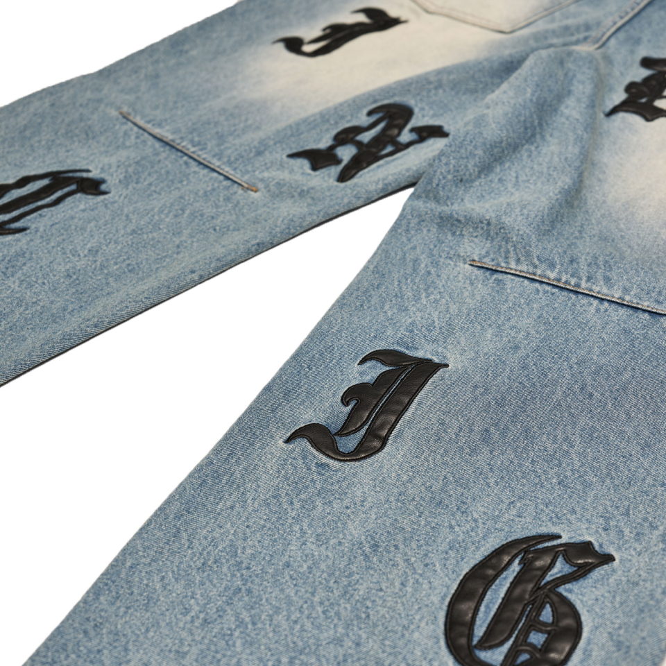 MUSINSA公式 | SCHISM INDUCING SCHISM PATCH JEANS BLUE