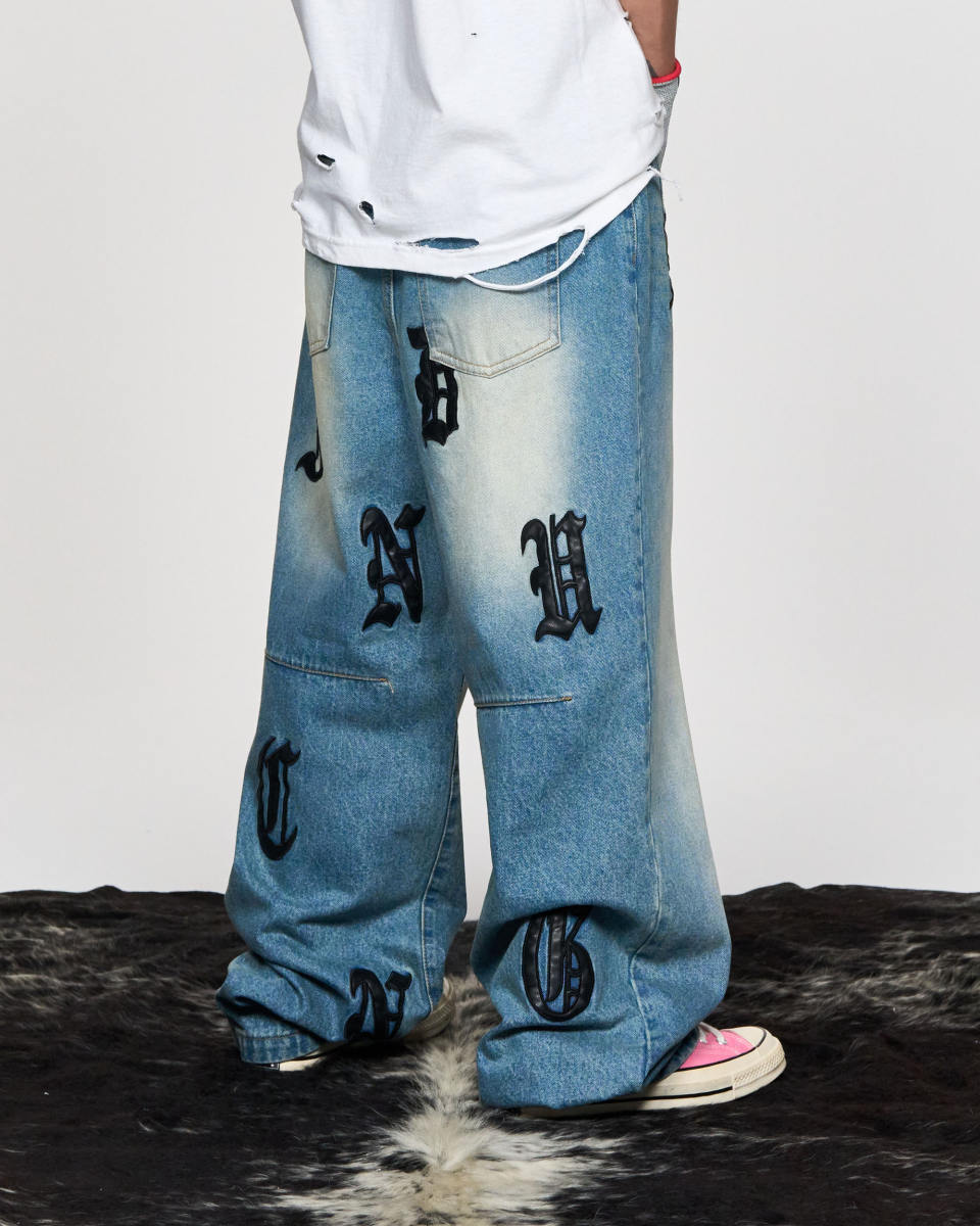 SCHISM INDUCING ■ SCHISM PATCH JEANS デニム MUSINSA公式 | SCHISM INDUCING SCHISM PATCH JEANS BLUE