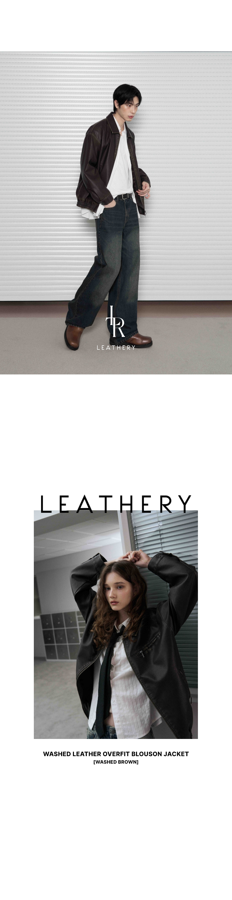 MUSINSA | LEATHERY Washed Leather Overfit Blue Jacket