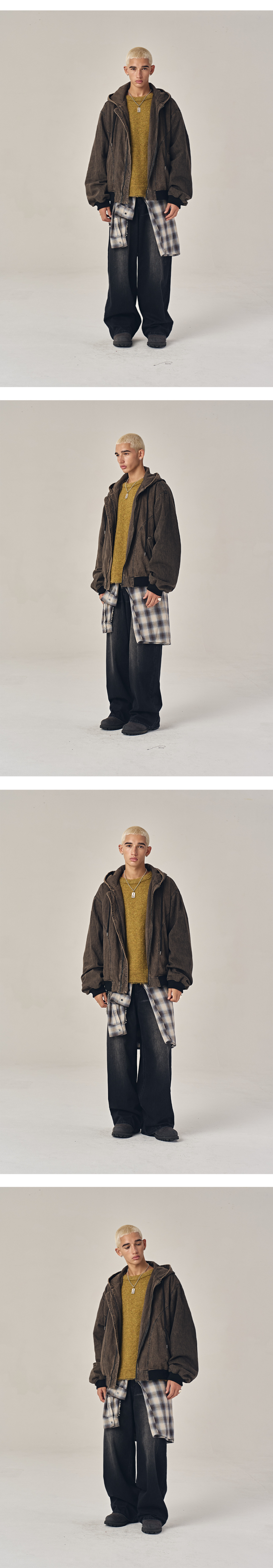 SUPERSUB ♥ Denim Hooded Zip-Up/追跡付 MUSINSA公式 | SUPERSUB Denim Hooded Zip-Up - Washed Brown