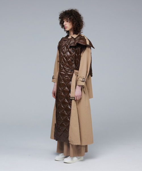 Quilting mix trench coat
