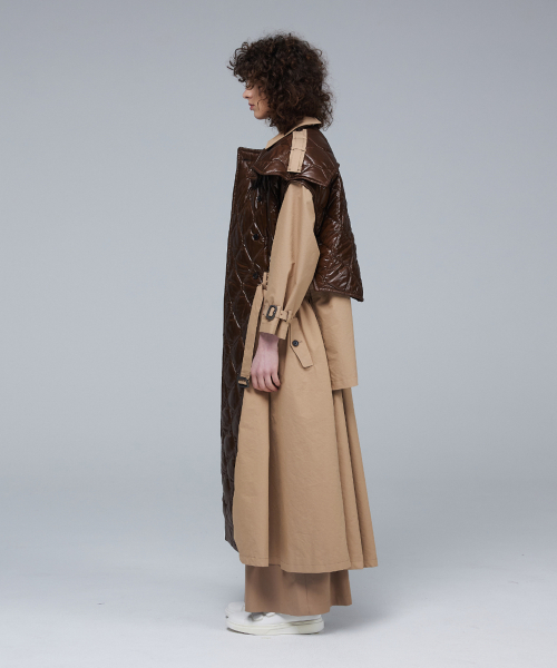 Quilting mix trench coat