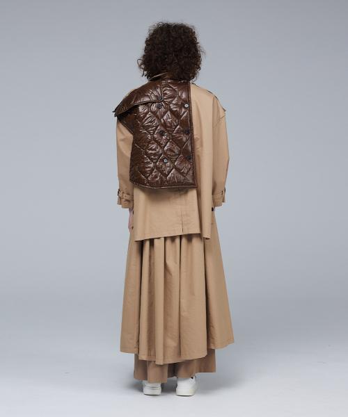 Quilting mix trench coat