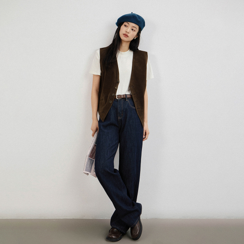 LS_Vintage loose velvet vest