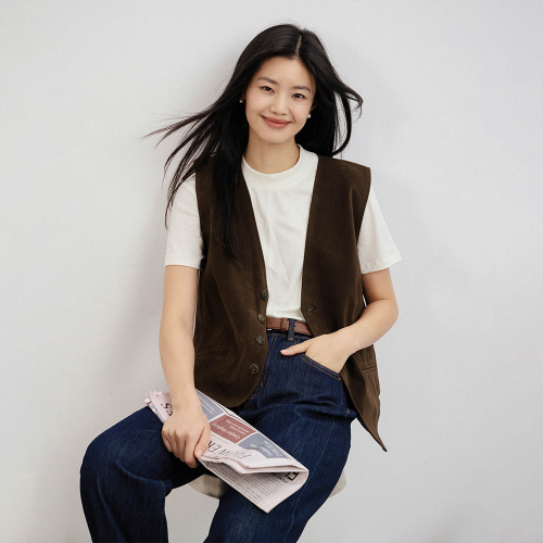 LS_Vintage loose velvet vest