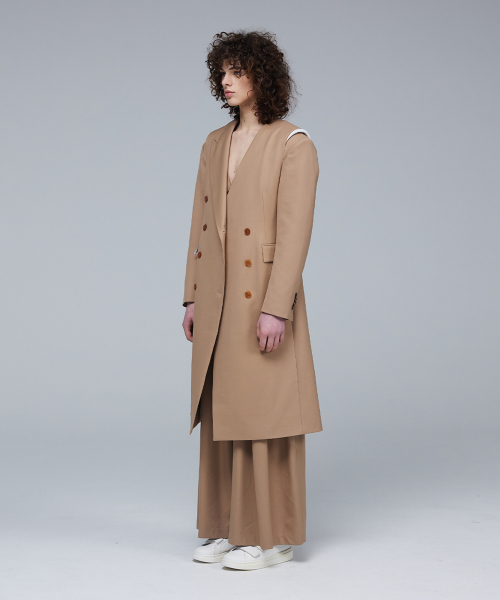 Signature collarless button jacket