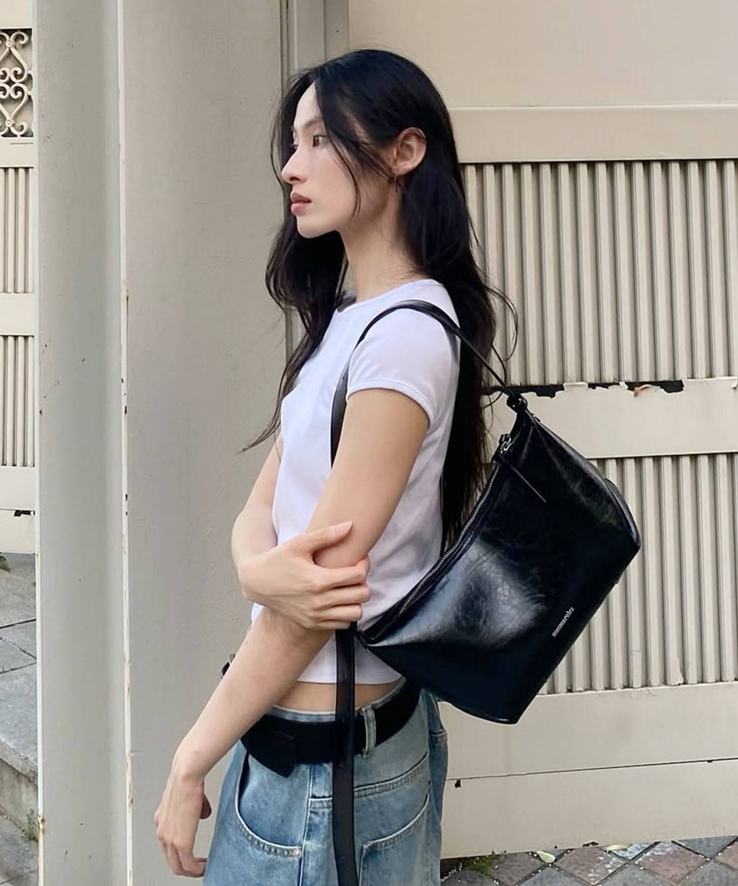 3way belted mini hobo bag _ Black