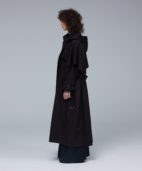Back pleats long trench coat