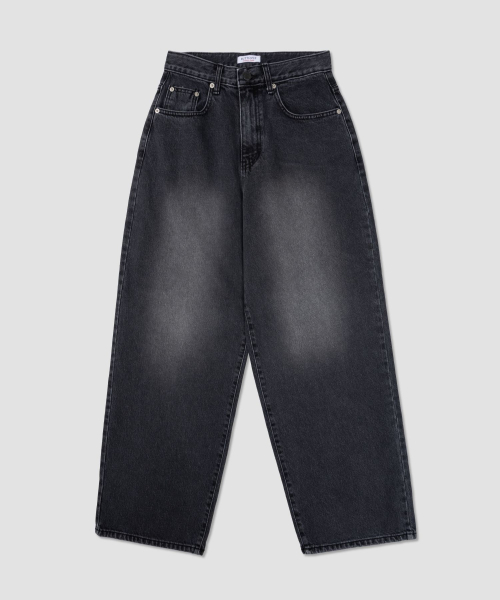 Базовые свободные джинсы Black с эффектом стирки