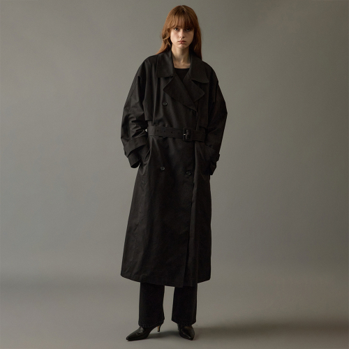 French double trench coat (Black)