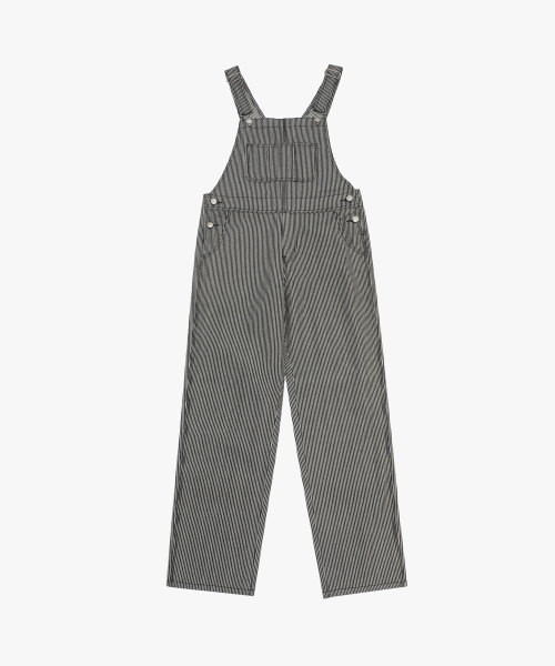 Stripe denim overalls Black