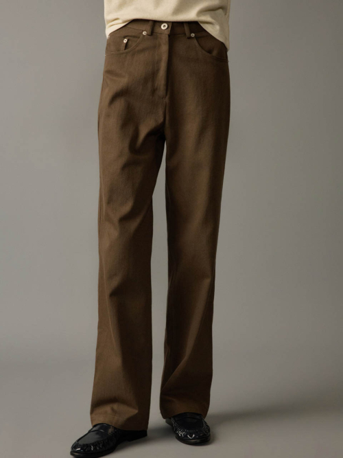 Cotton detail pants (Brown)