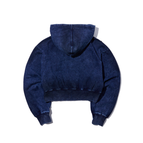 [TRAILWEAR] FADED INDIGO FULL ZIP CROP HOODIE INDIGO_FQ4KH65F