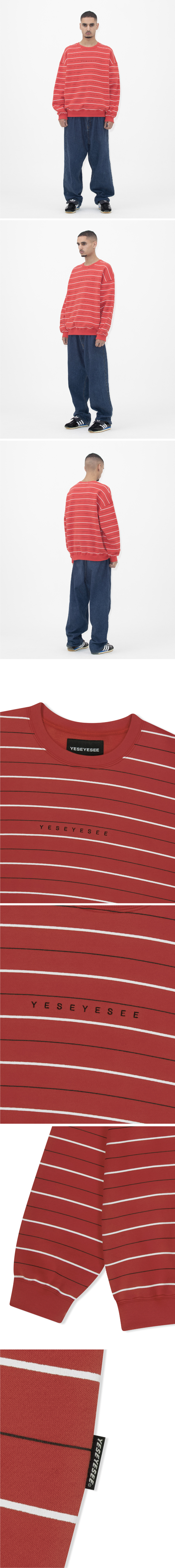☆YESEYESEE☆ YES Thin Stripe Sweatshirt Red MUSINSA | YESEYESEE Y.E.S Thin Stripe Sweatshirt Red