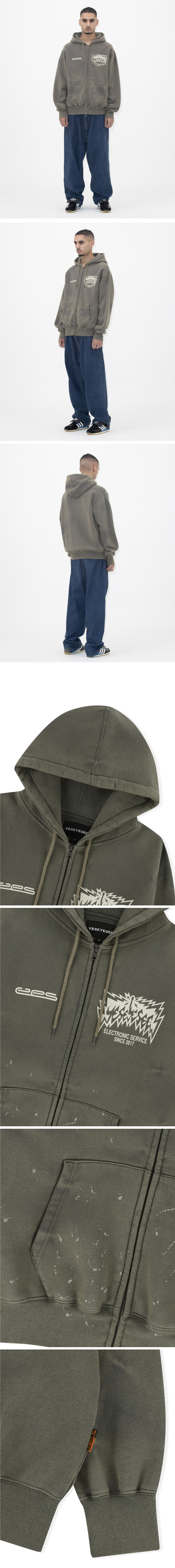 Y.E.S Painted Zip-up Hoodie Dark Grey 상세 이미지 2