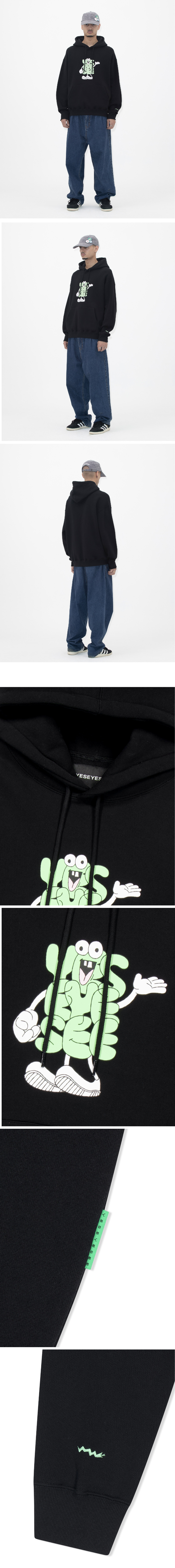 MUSINSA | YESEYESEE Y.E.S Pointing Hoodie Black
