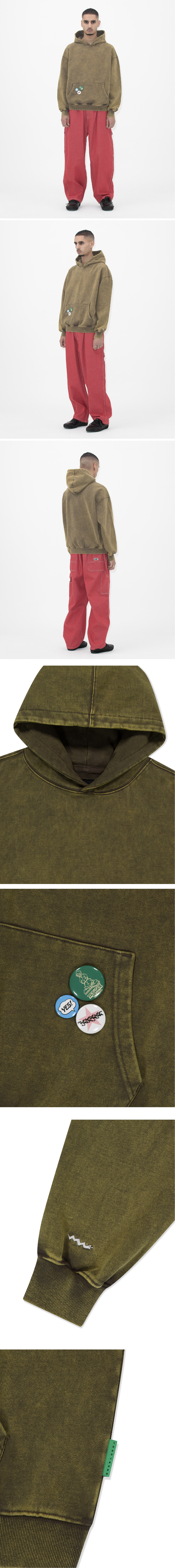 MUSINSA | YESEYESEE Y.E.S Badges Hoodie Khaki