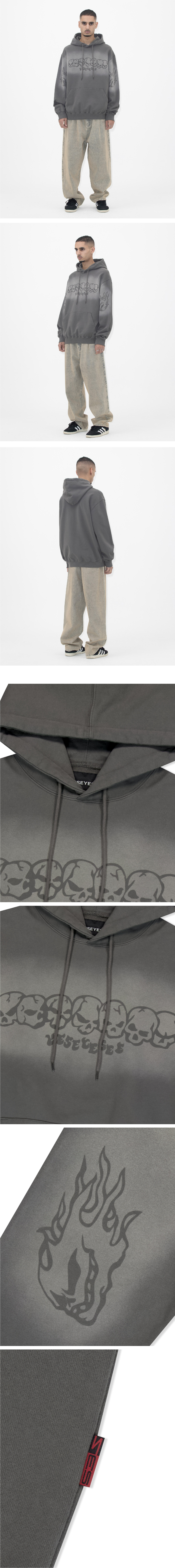 さらに100円引き◆YESEYESEE◆Y.E.S Fade-out Skull Hoodie MUSINSA公式 | YESEYESEE Y.E.S Fade-out Skull Hoodie Dark Grey