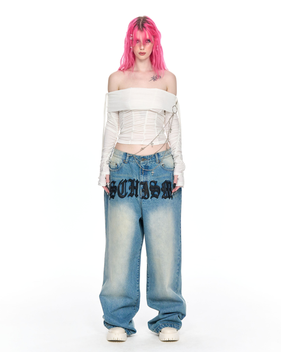 MUSINSA公式 | SCHISM INDUCING SCHISM PATCH JEANS BLUE