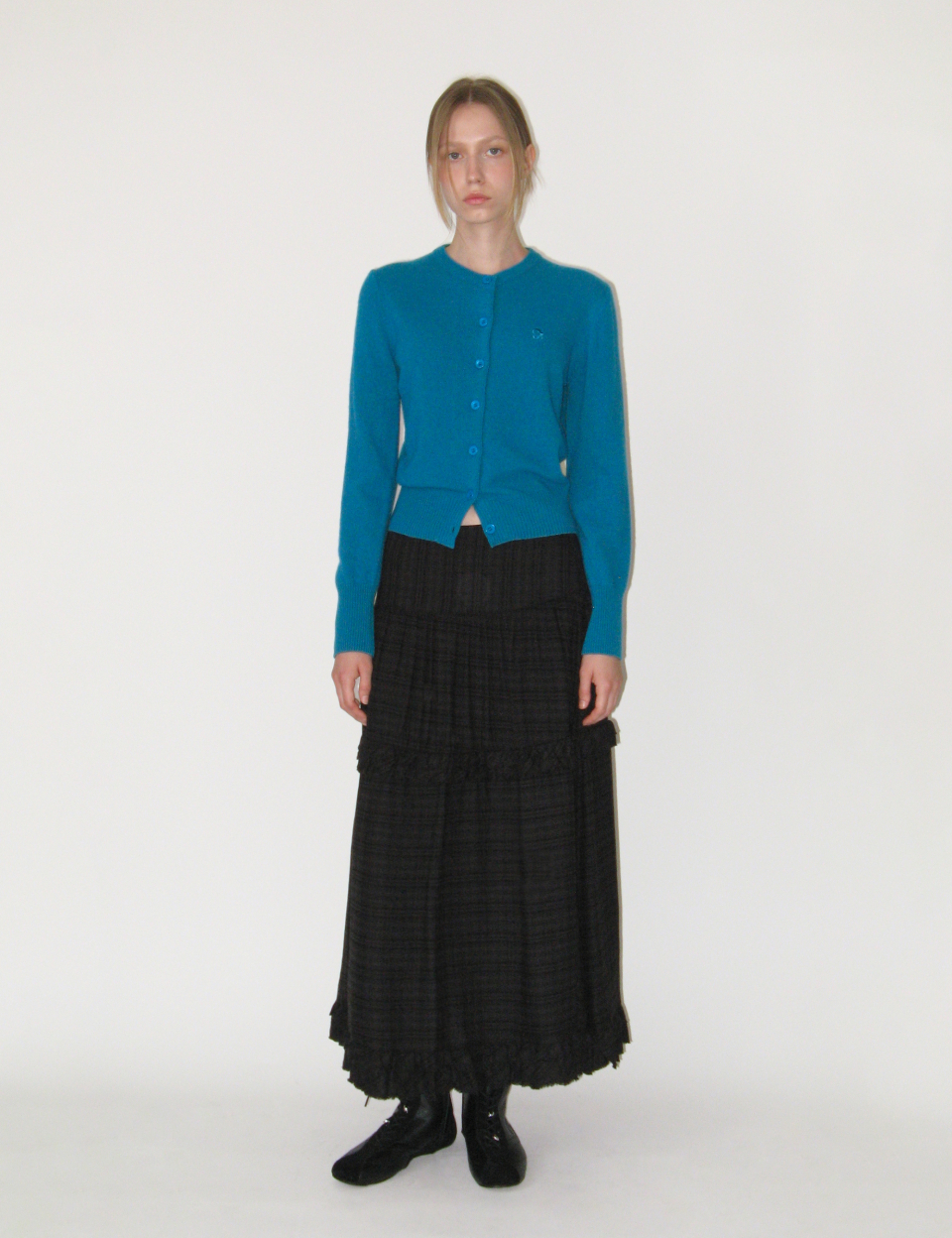MUSINSA公式 | SUNBURN PROJECT Frill Maxi Skirt, BLACK