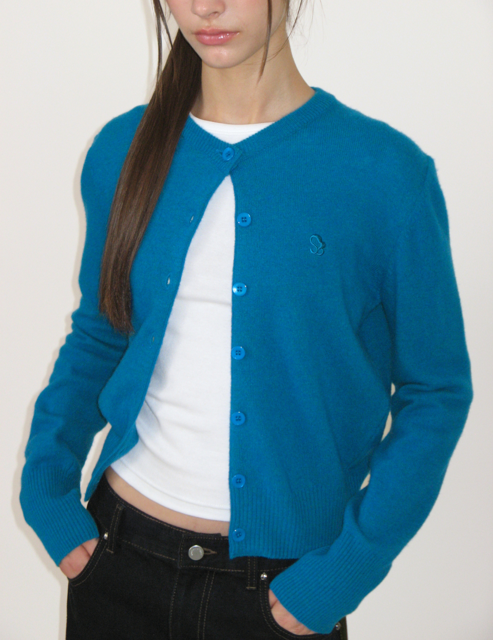★sunburnproject★ Cashmere Basic Round Cardigan BLUE SBBOCD MUSINSA | SUNBURN PROJECT Cashmere Basic Round Cardigan, BLUE