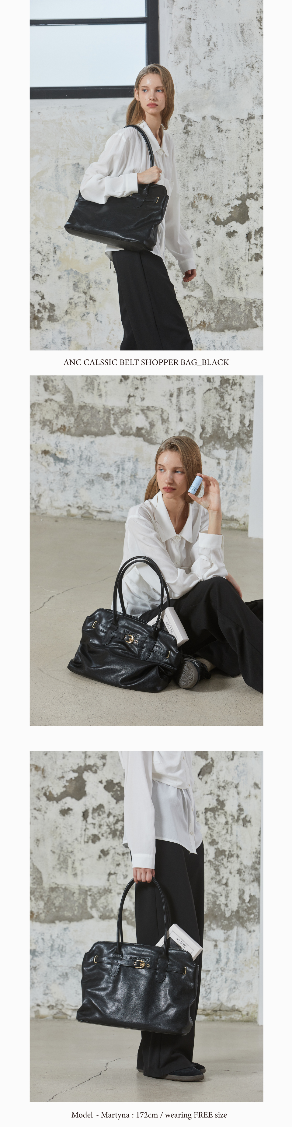 MUSINSA公式 | ANOETIC CLASSIC BELT SHOPPER BAG_BLACK