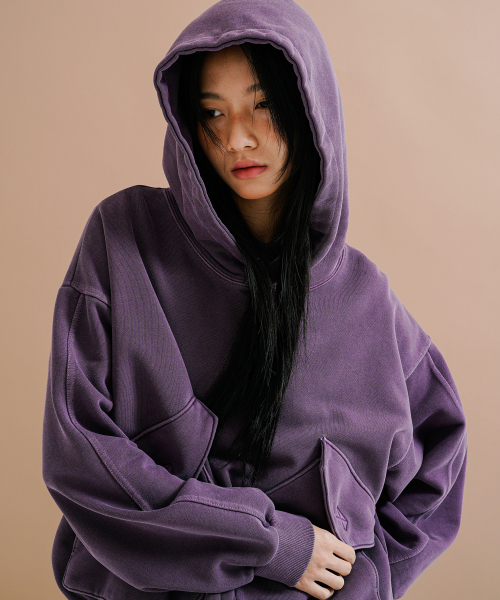 Худи с пигментным окрашиванием и карманом Dahlia Purple JJHD9162