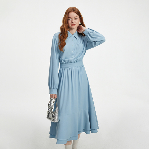 WD_Fishtail blue shirt dress