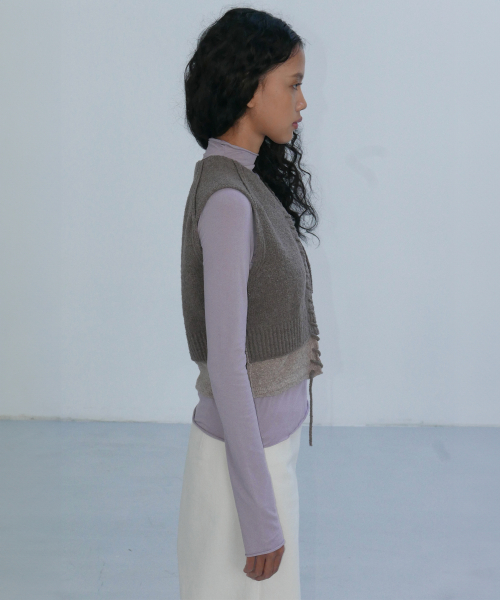 SUPERFINE MERINO WOOL SEWED VEST - GREYISH VIOLET
