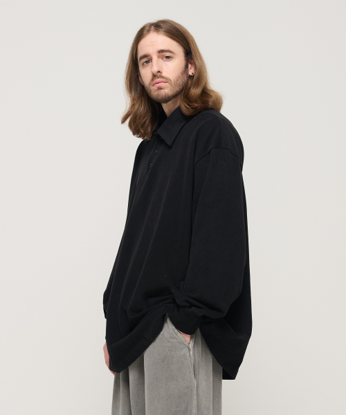Свободный лонгслив поло Full Over (Black)