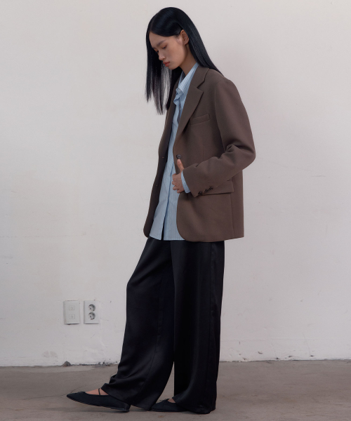 Over Wool Single Jacket (Khaki Brown)