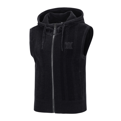 W CHENILLE KNIT HOODY VT_BK