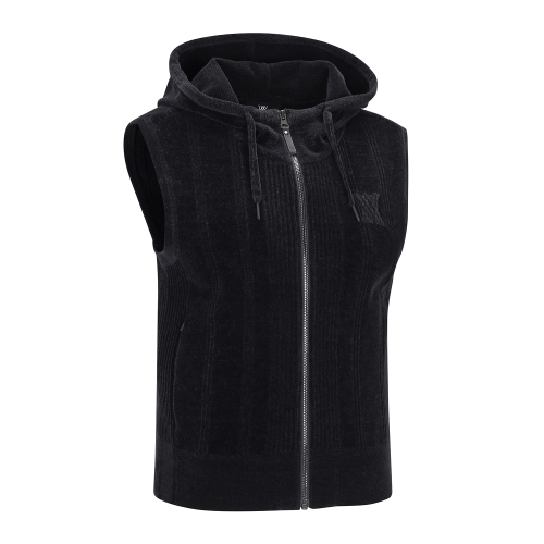 W CHENILLE KNIT HOODY VT_BK
