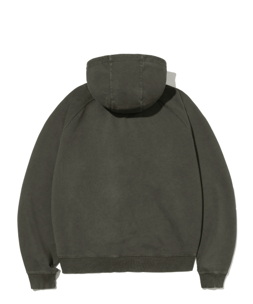 Symbol Stone Pigment Hood Zip Up-Charcoal