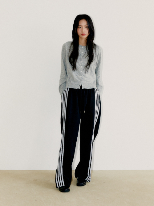 QUADRUPLE LACE TRACK PANTS, BLACK