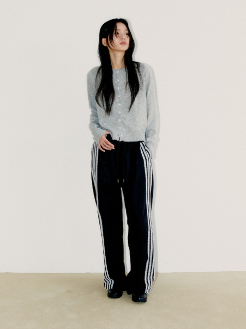 QUADRUPLE LACE TRACK PANTS, BLACK