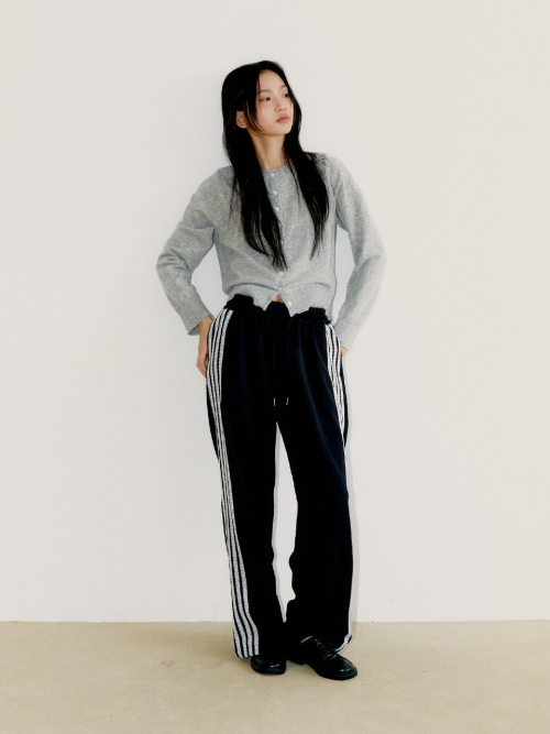 QUADRUPLE LACE TRACK PANTS, BLACK