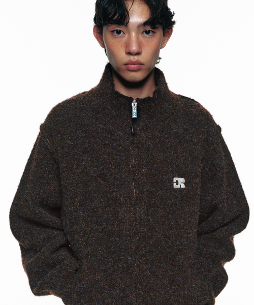 CENTAUR CALMING KNIT ZIP-UP_BROWN