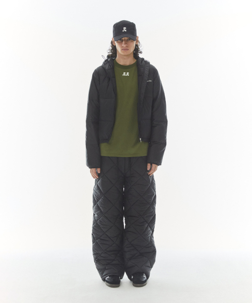 QUILTED PADDING PANTS - BLACK