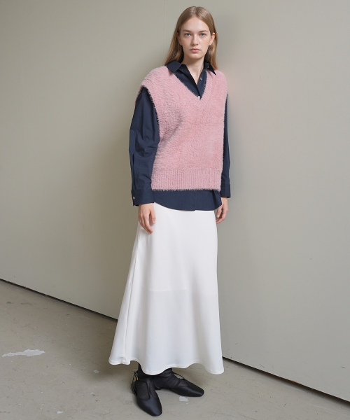HAIRY KNIT VEST / PINK