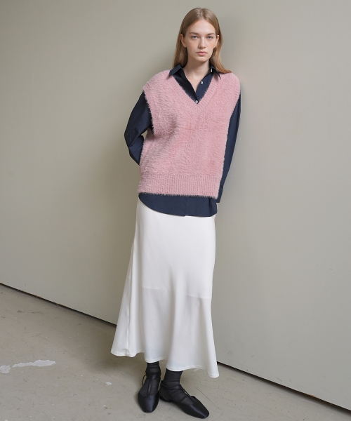 HAIRY KNIT VEST / PINK