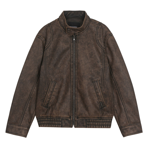 Куртка из искусственной кожи со стойкой, Dark Brown