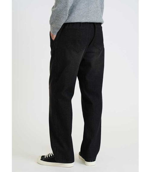 Широкие джинсы на резинке [WASHED BLACK]
