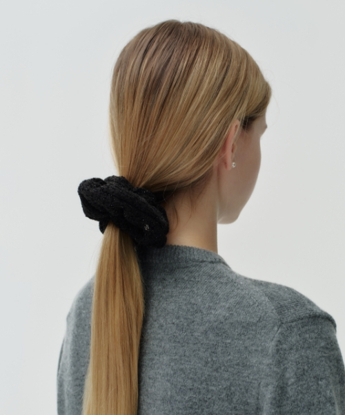 MUSINSA DEPOUND Glitter Tweed Scrunchie Black