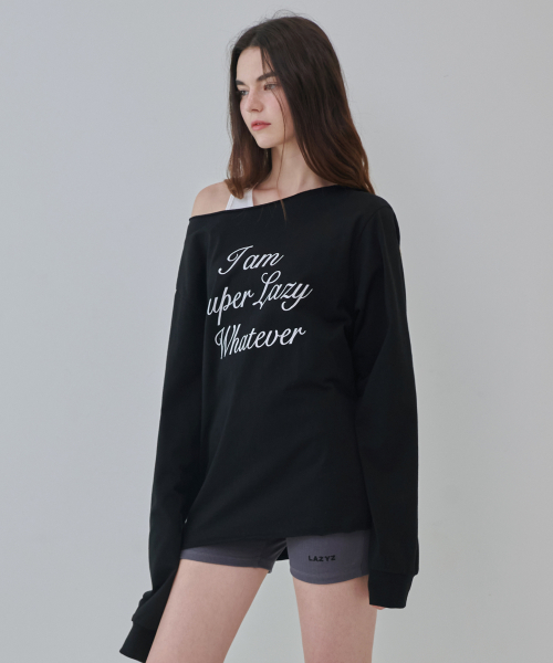 Супер ленивый лонгслив с открытым плечом (Black)