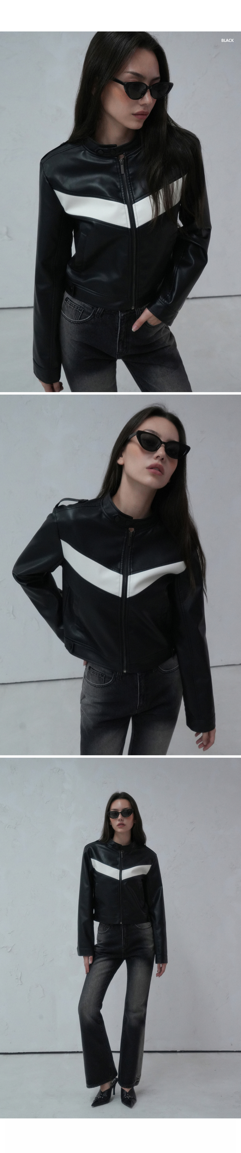 レザージャケット・コート AVANDRESS V Vegan Leather Short Jacket BLACK MUSINSA | AVANDRESS V Vegan Leather Short Jacket BLACK
